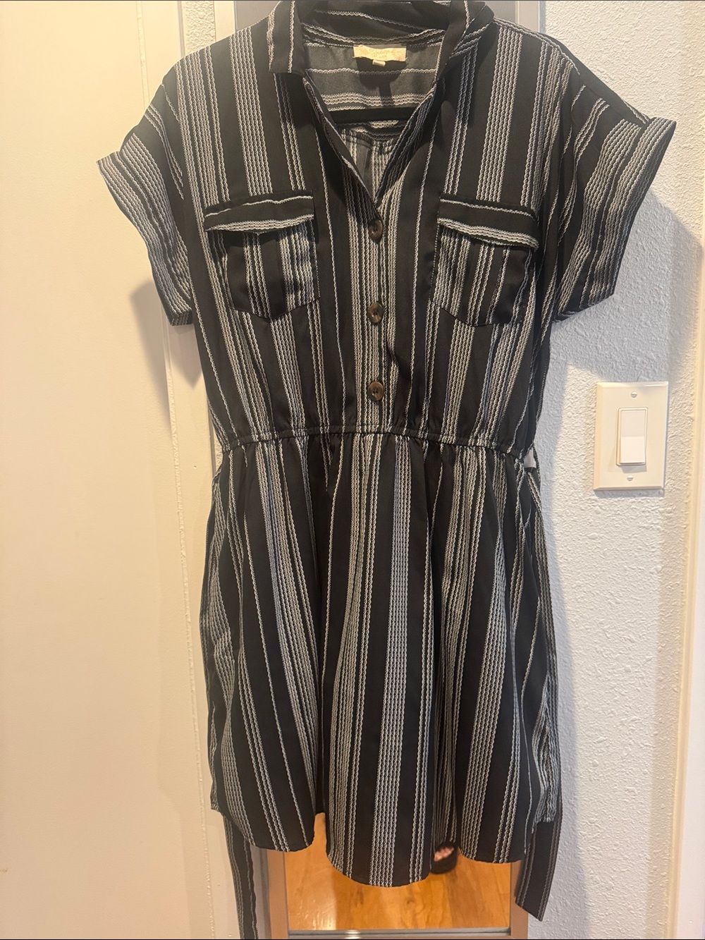 Jadelynn Brooke Black Striped Midi Dress